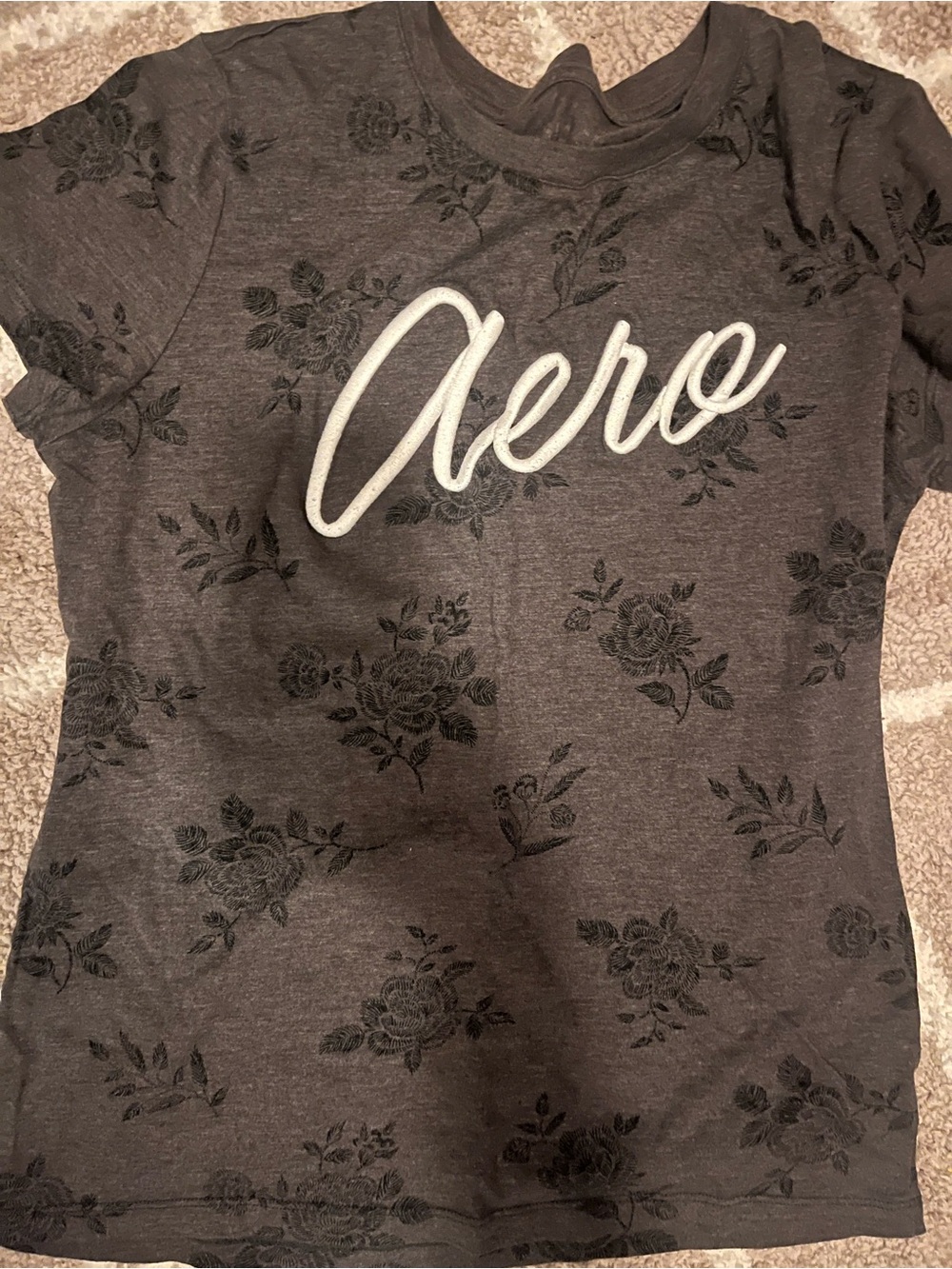 Aeropostale Charcoal Short-Sleeve Tee with White Logo
